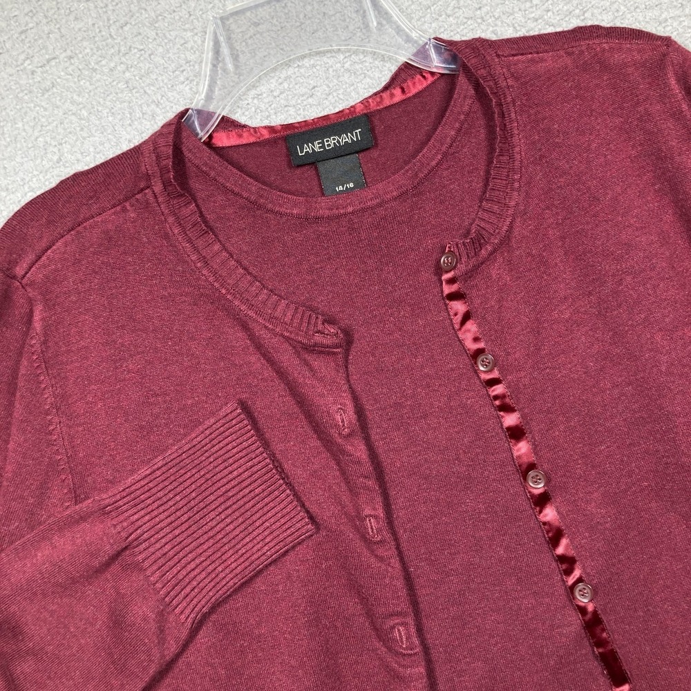 Lane Bryant Sweater Set Womens 14/16 Maroon Full Button Cardigan/Sleeveless‎